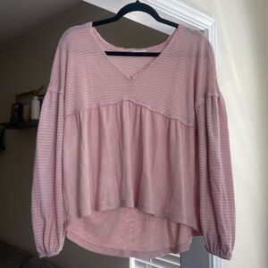 Eyeshadow Pink Long Sleeve Blouse